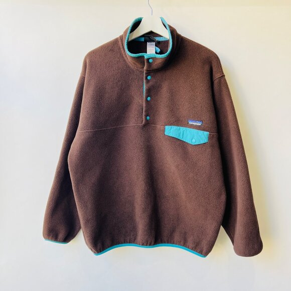 Patagonia Brown and Teal Fleece Pullover - Picture 1 of 7